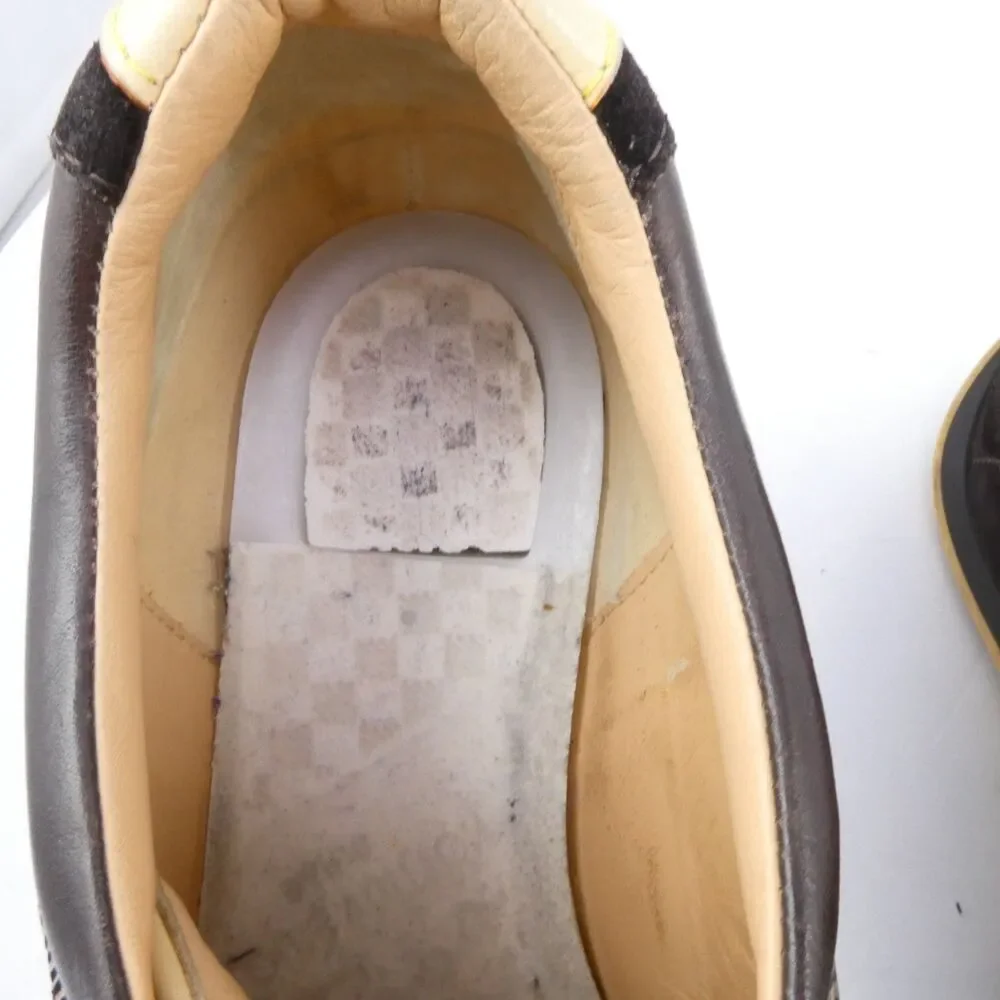 Louis Vuitton Men's Size US 6.5 Damier Ebene Chrono Sneaker Suede Leather Trim